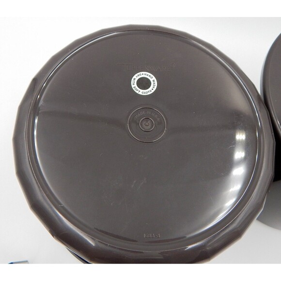 Tupperware 3-Piece Ice Bucket Mocha Brown 1683-5 1684-6 W/Tongs Push Button Lid - Picture 10 of 12